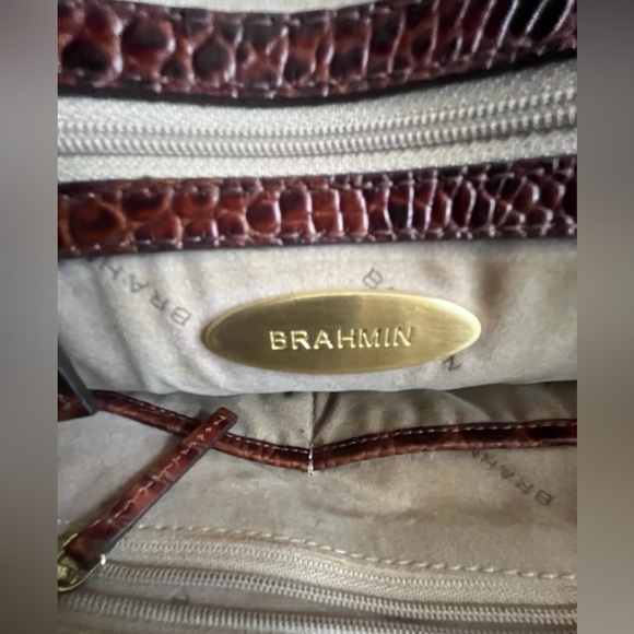 Brahmin Pecan Melbourne Croc-Embossed Brown Leather Handbag main image 13